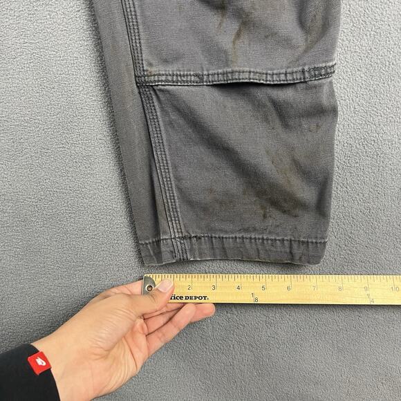 Carhartt Pants Mens 36X30 Gray Carpenter Double Knee Distressed Workwear - Picture 15 of 16